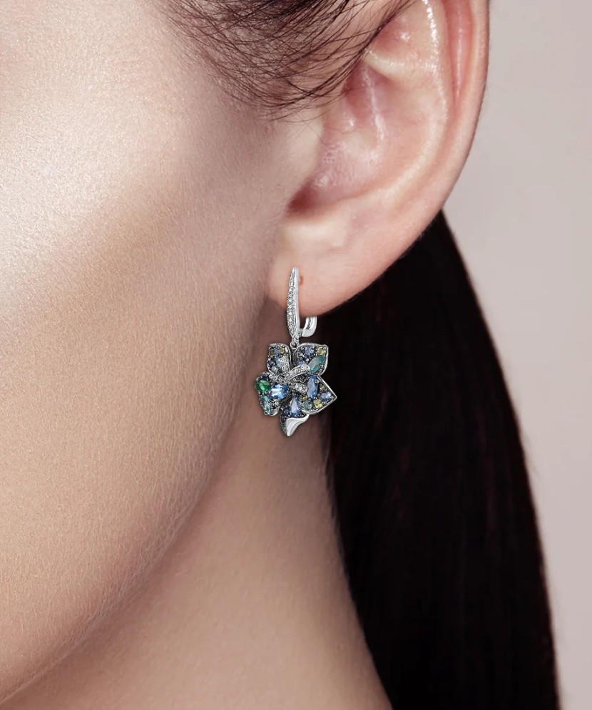 Sterling silver earrings with zircons and spinels
