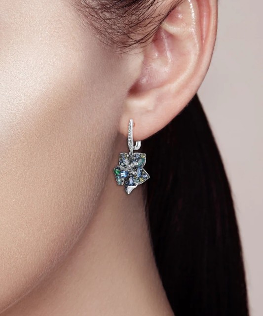Sterling silver earrings with zircons and spinels