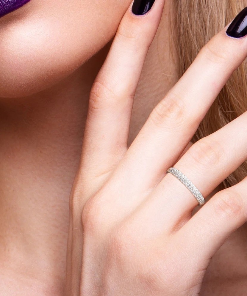 White gold ring with diamonds