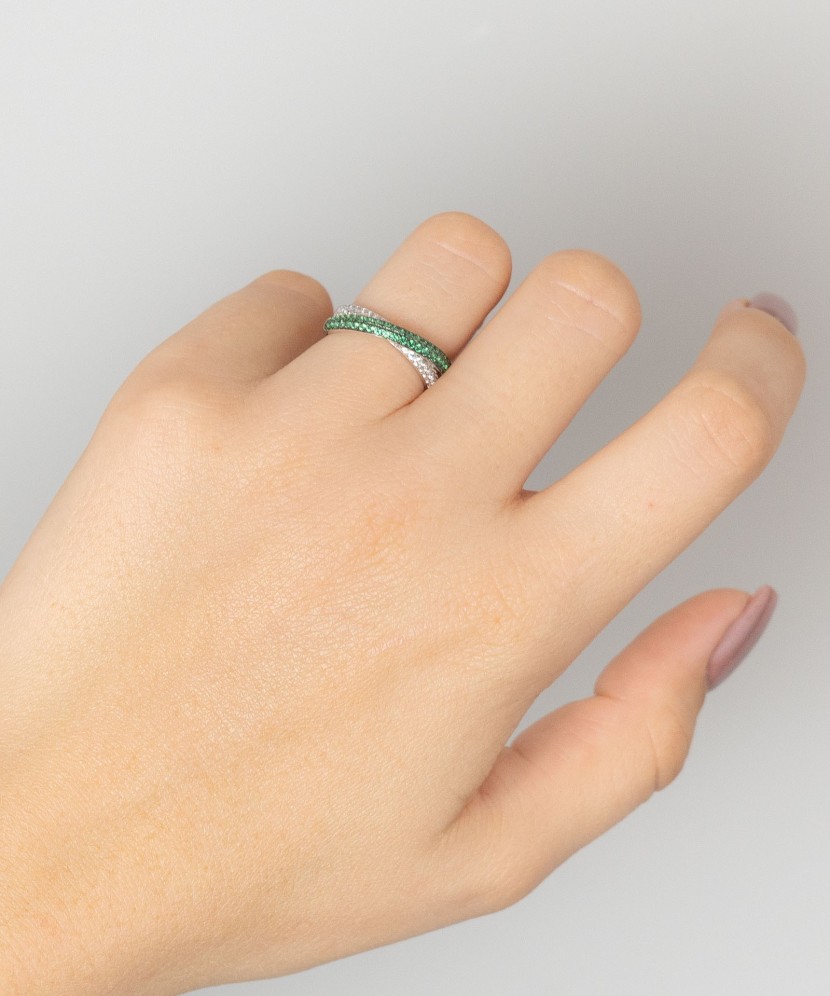 Sterling silver ring with zircons and spinels