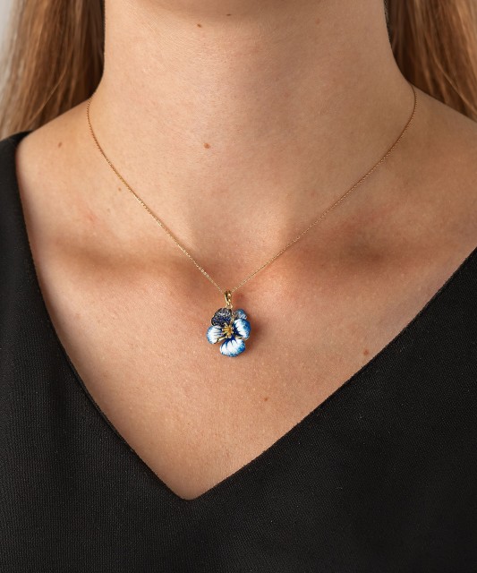 Gilded Sterling Silver pendant with enamel and zircons