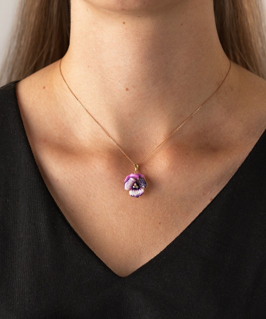 Gilded Sterling Silver pendant with enamel and zircons