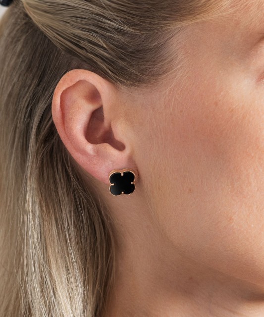 Gold earrings with enamel 16mm