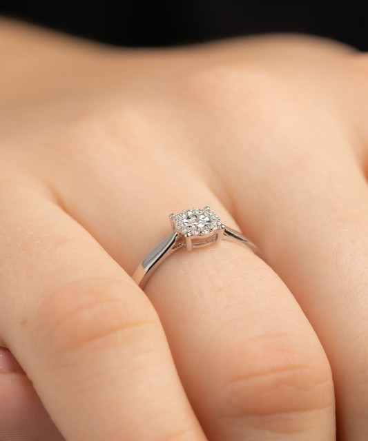 White gold ring with diamonds