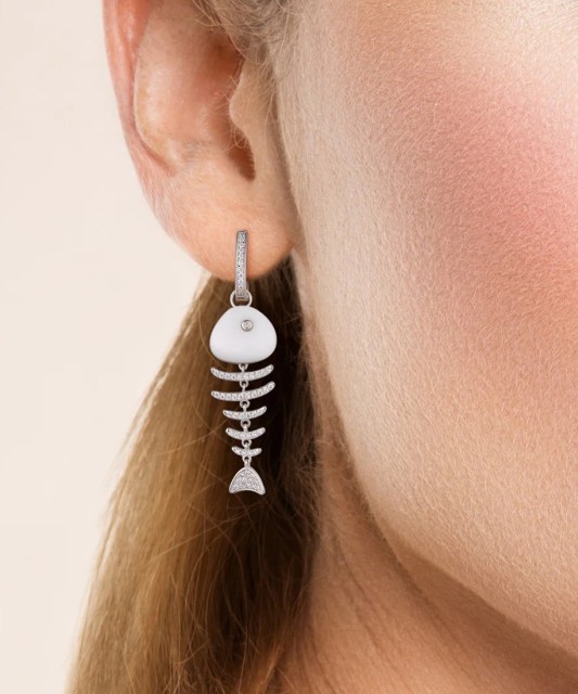 Sterling silver earrings with zircons and enamel