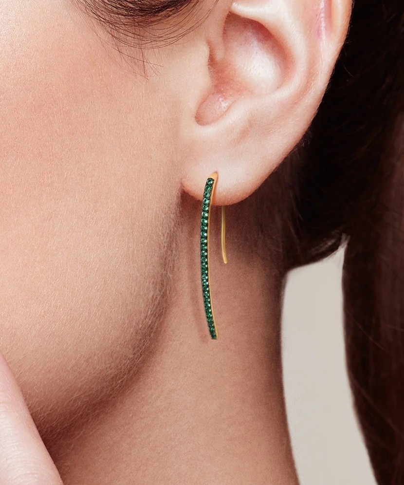 Gilded sterling silver earrings with zircons and spinels