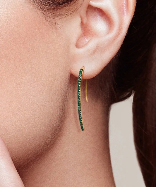 Gilded sterling silver earrings with zircons and spinels