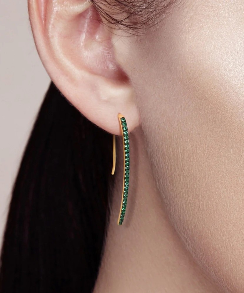 Gilded sterling silver earrings with zircons and spinels