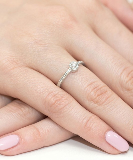 White gold ring with diamonds