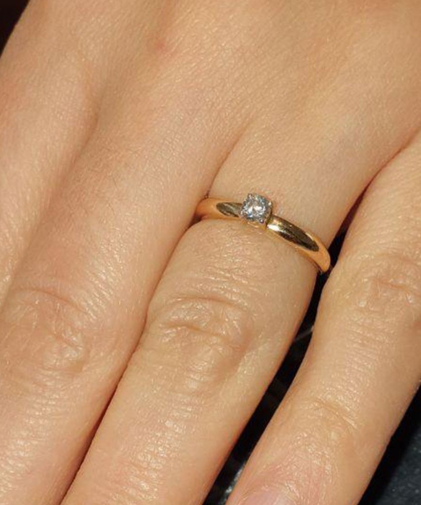 Gold ring with crystal