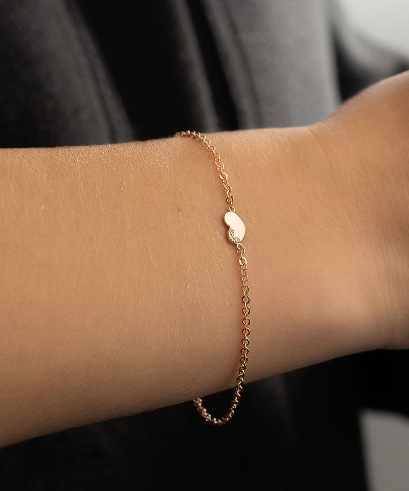 Gold bracelet with zirconium "Heart"