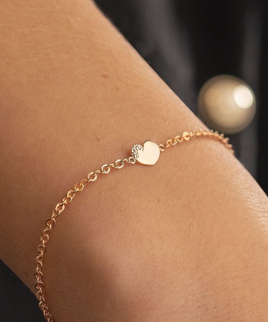 Gold bracelet with zirconium "Heart"