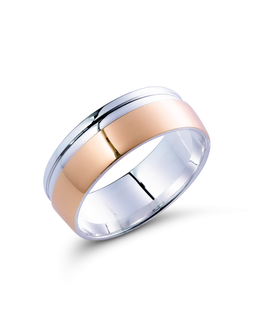 Wedding silver ring with gold plate