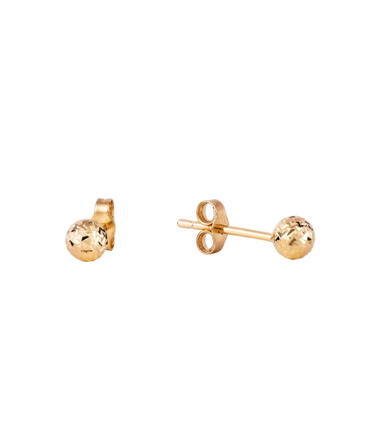 Engraved Gold  Earrings "Bubbles" 4mm