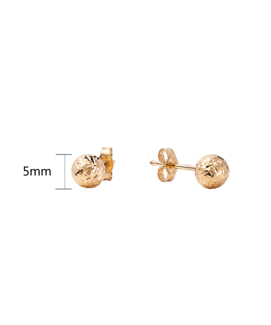 Engraved Gold  Earrings "Bubbles" 5mm