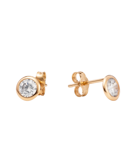 Gold earrings with zircons