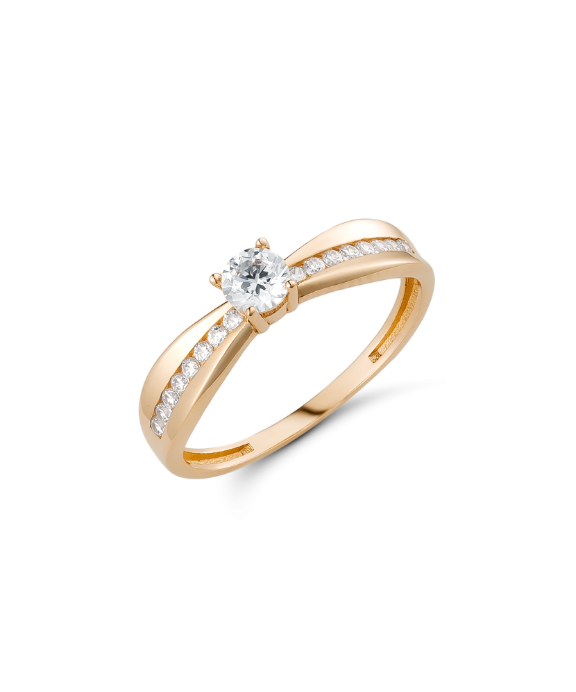 Gold ring with zircons