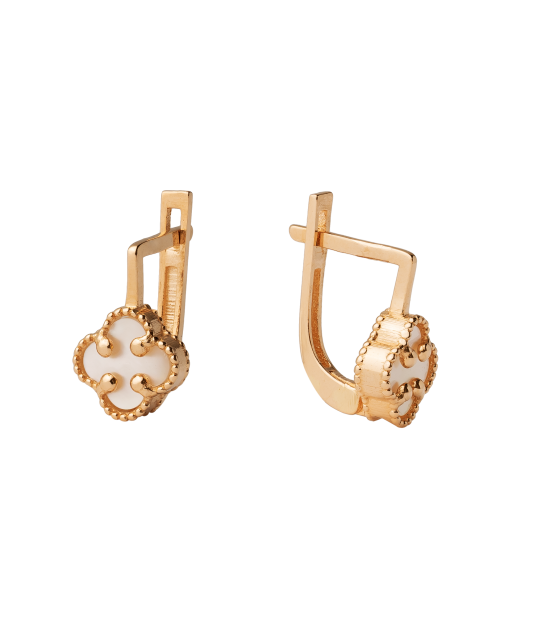 Gold earrings with enamel