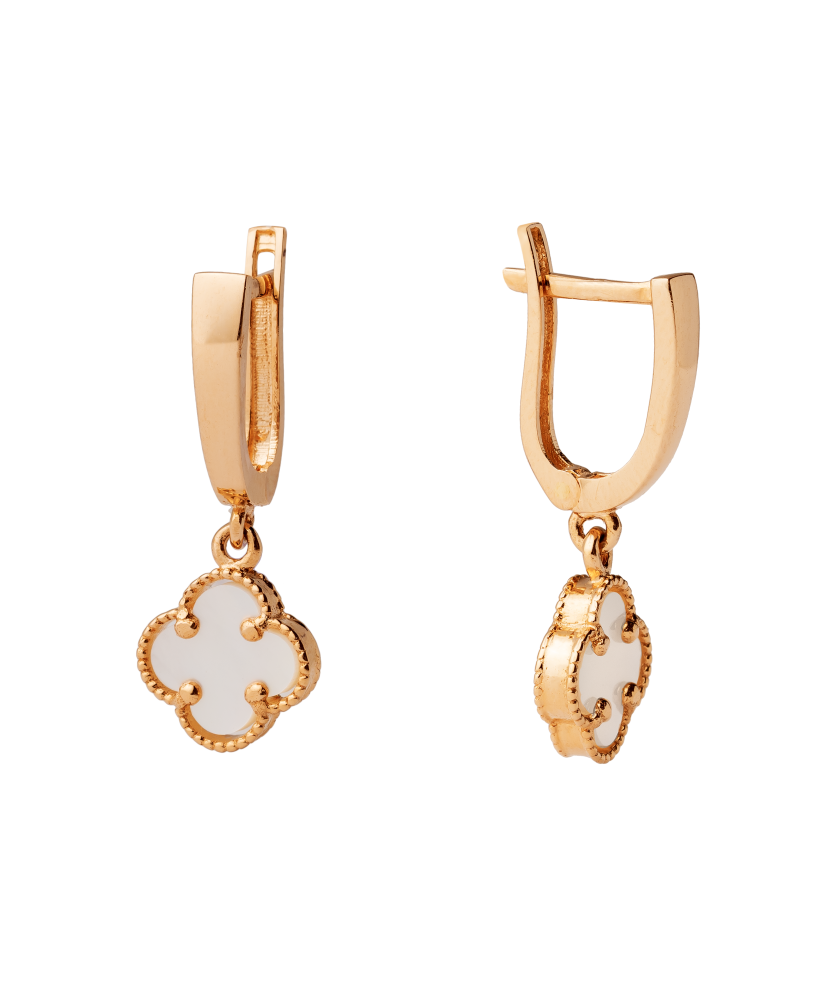Gold earrings with nacre