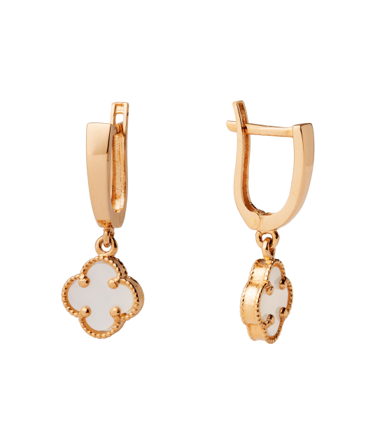 Gold earrings with enamel