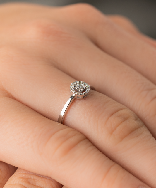 White gold ring with diamonds