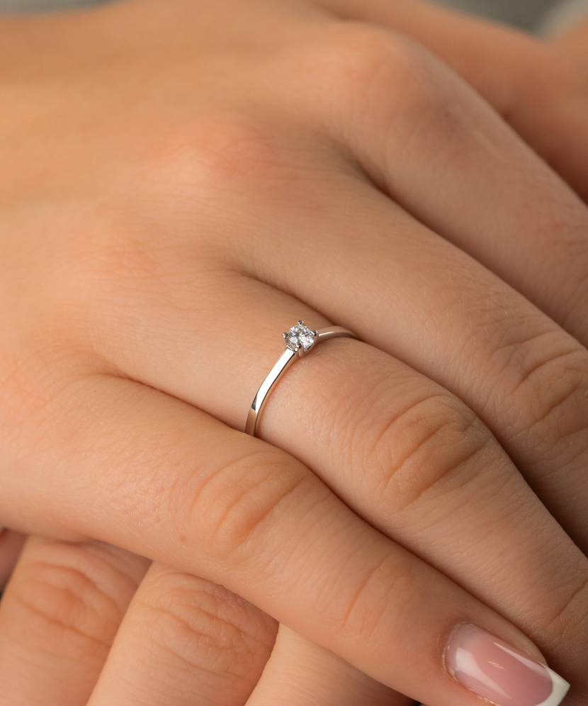 White gold ring with diamonds