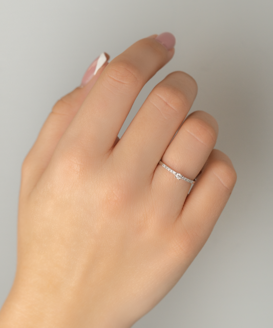 White gold ring with diamonds