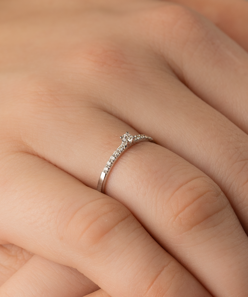 White gold ring with diamonds