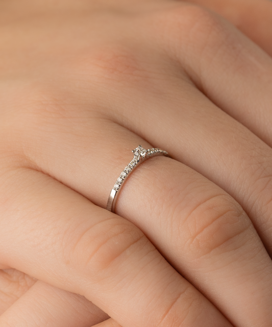 White gold ring with diamonds