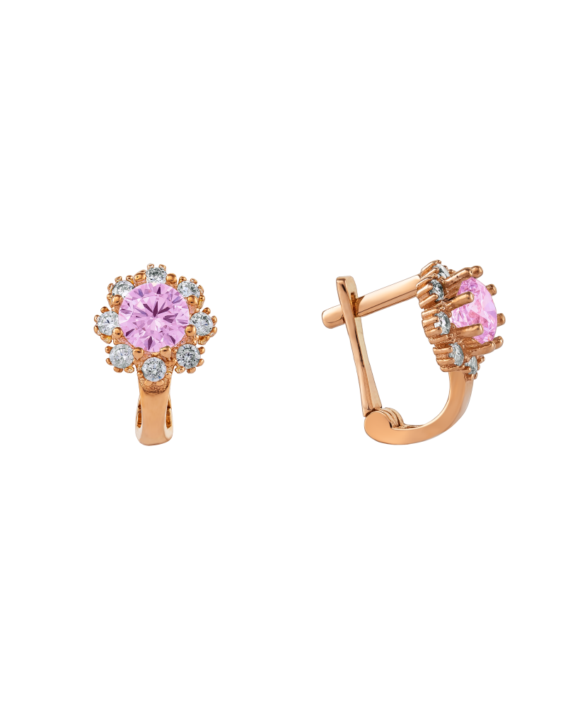 Gold earrings with zircons