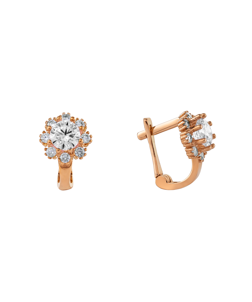 Gold earrings with zircons
