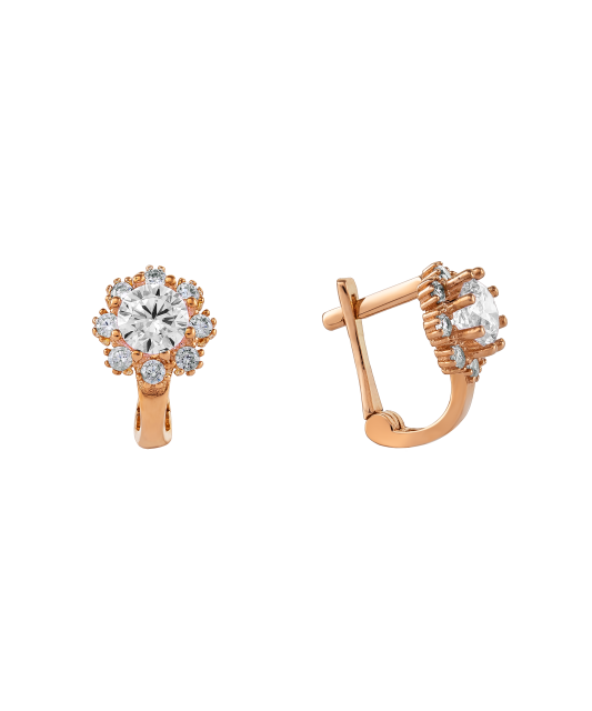 Gold earrings with zircons