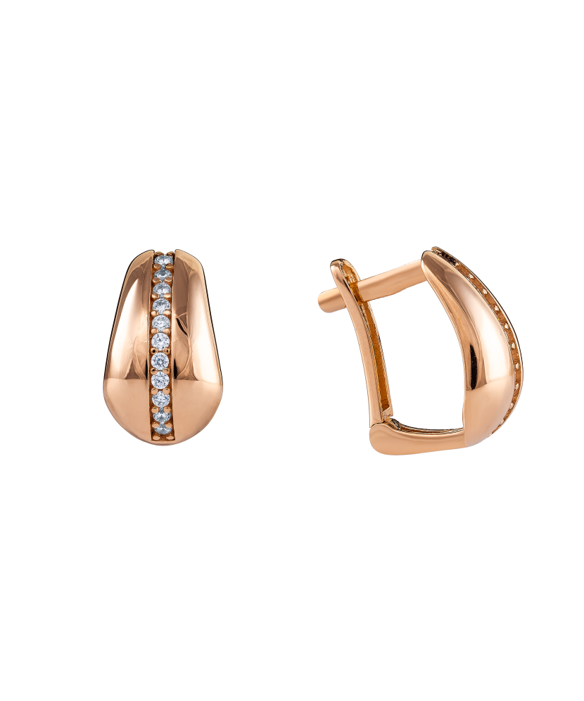 Gold earrings with zircons