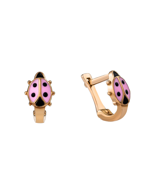Gold children's earrings with enamel "Boružėlės"
