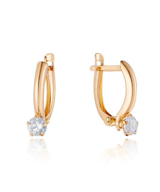 Gold earrings with zirconium