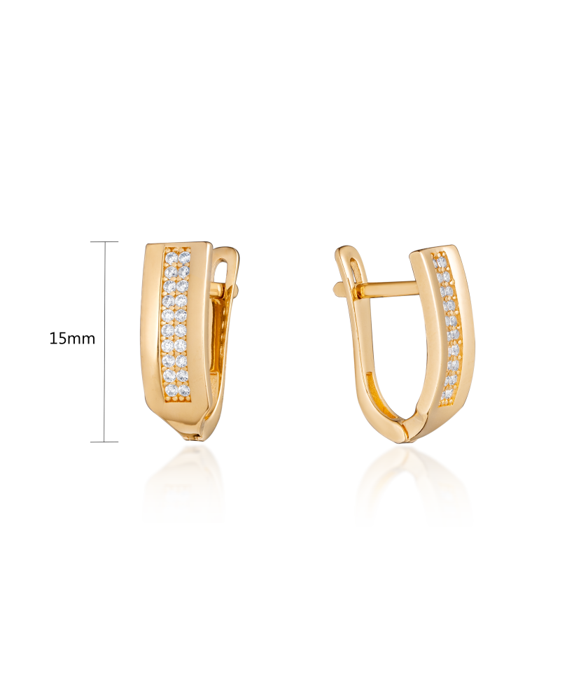 Gold earrings with zircons