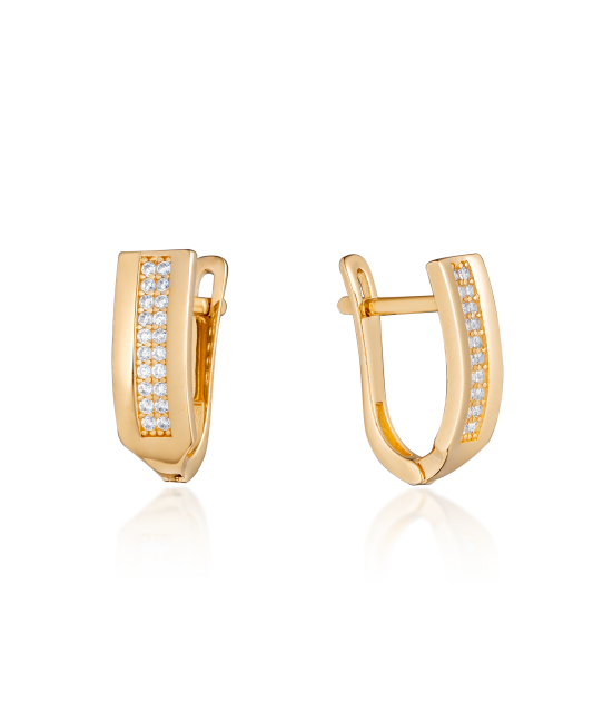 Gold earrings with zircons