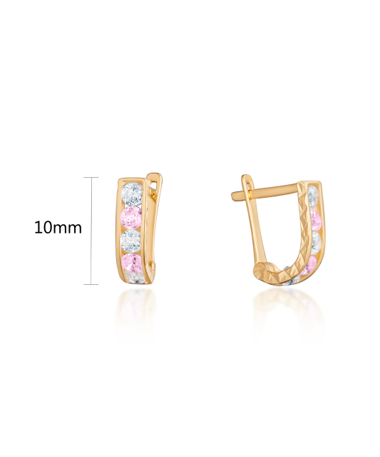 Gold earrings with zircons