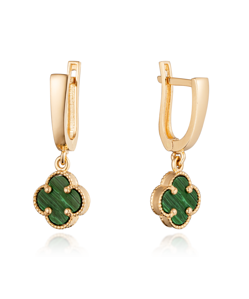 Gold earrings with enamel