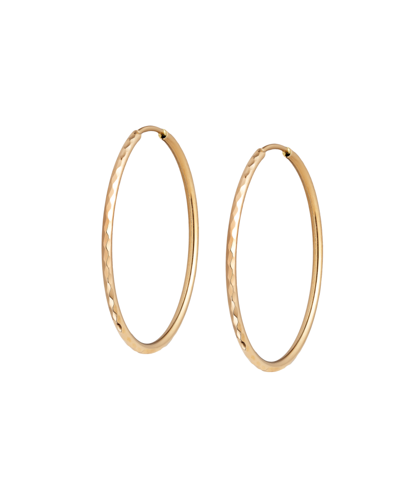 Gold engraved hoop earrings 32mm