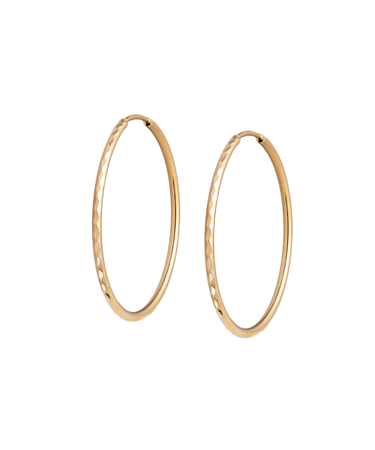 Gold engraved hoop earrings 32mm