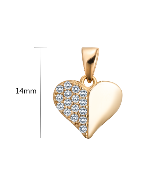 Gold pendant with zircons "heart"