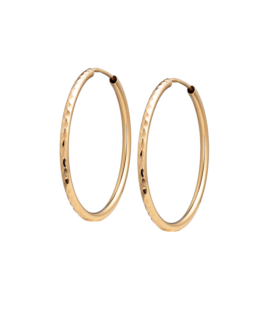 Gold engraved hoop earrings 34mm