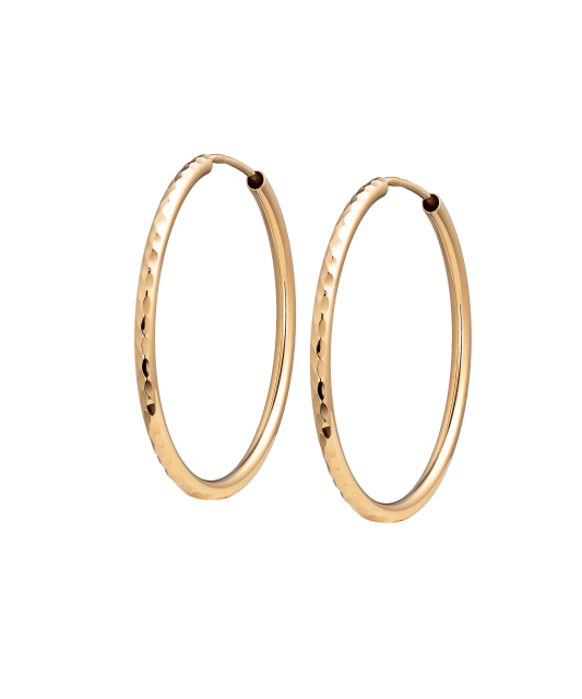 Gold engraved hoop earrings 34mm