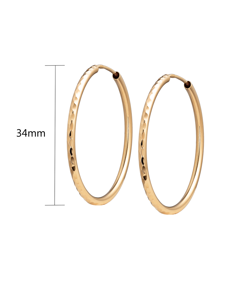 Gold engraved hoop earrings 34mm