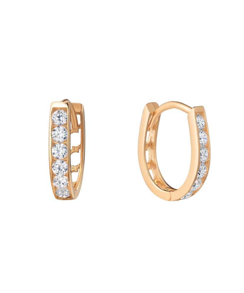 Gold earrings with zircons