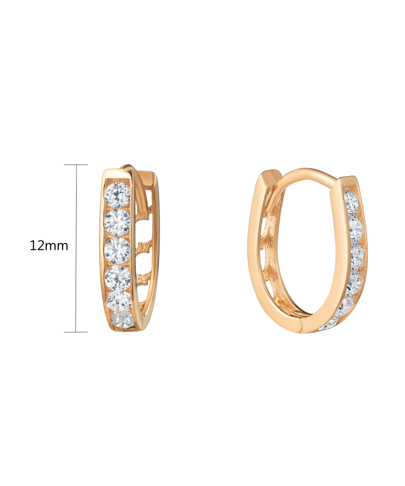 Gold earrings with zircons