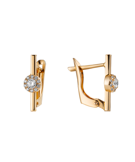 Gold earrings with zircons