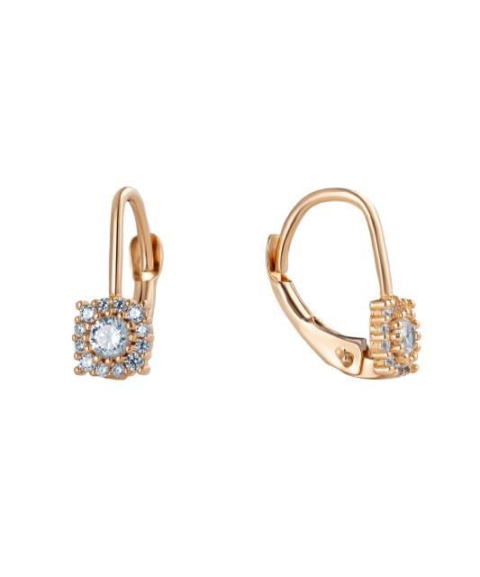Gold earrings with zircons