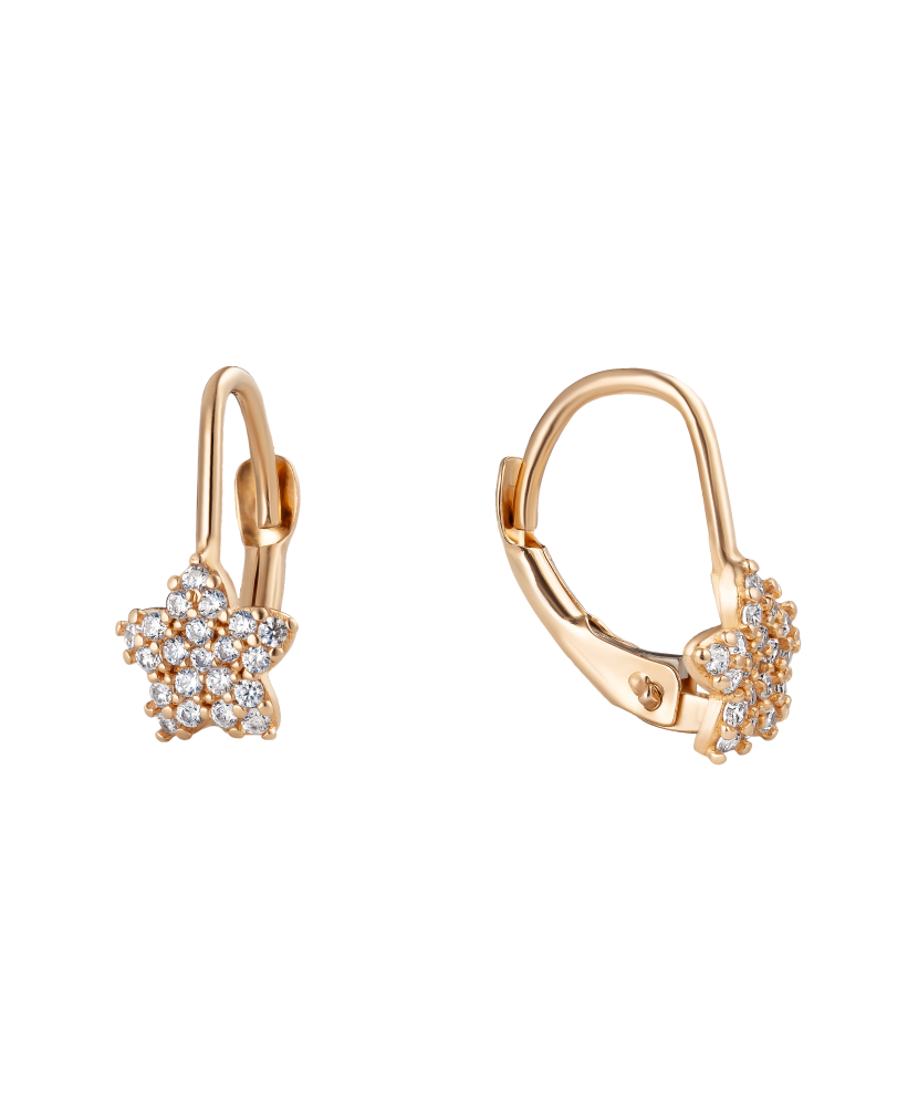 Gold earrings with zircons